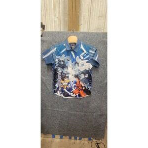 DRAGON BALL Z Hot Topic Shirt Mens XL Blue‎ Button Up Vegeta Goku Shenron